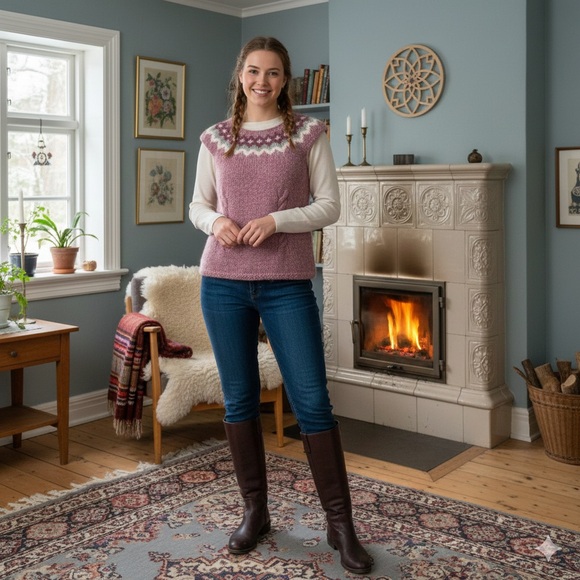 Alafoss Lopi Wool Fair Isle Sweater Vest Womens Small Cottagecore Folk Nordic - Picture 2 of 11